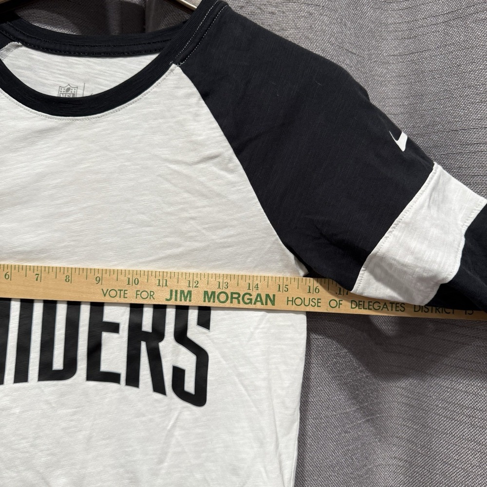 Women's XS Las Vegas Raiders Nike White/ Black Raglan 3/4 Sleeve T Shirt NFL - Picture 8 of 9